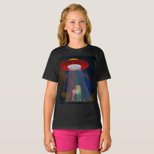 Camiseta Unicórnio sob UFO Rainbow Beam at Night, ZKoA