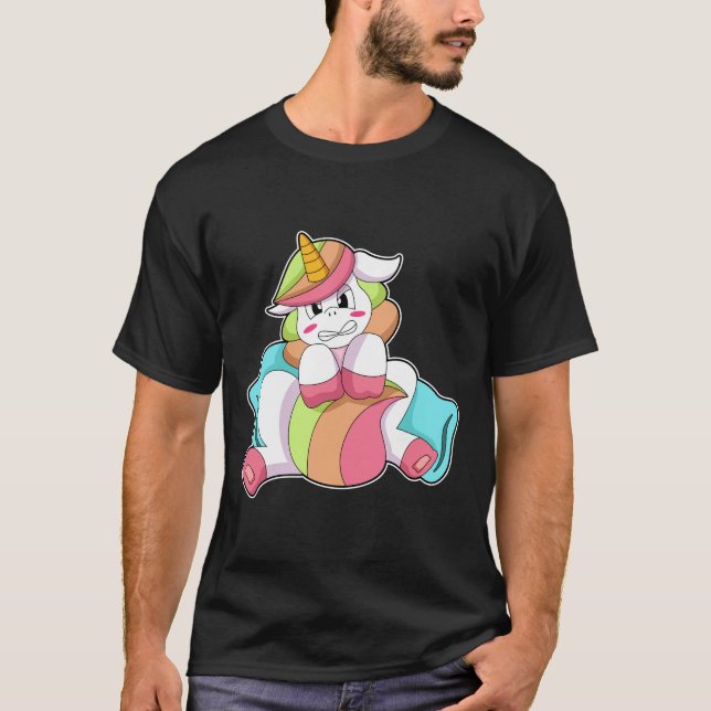 Camiseta Unicórnio Tímido com Travesseiro (Frente)