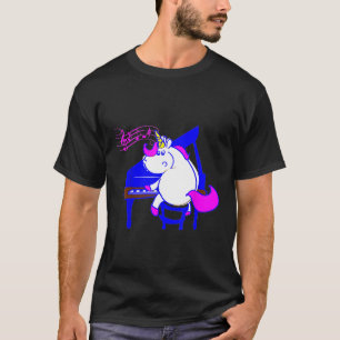 Camiseta Unicórnio Tocando Piano Music Student Learning Pia