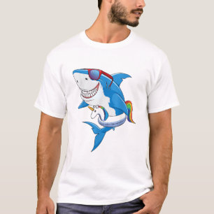 Camiseta Unicórnio Tubarão Festa na Piscina Crianç