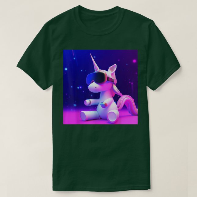 Camiseta Unicórnio vestindo óculos vr Amantes Cute Unicorn (Frente do Design)
