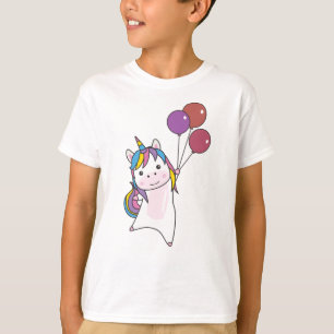 Camiseta Unicórnio Voa Com Balões Acima de Unicórnios Cutos
