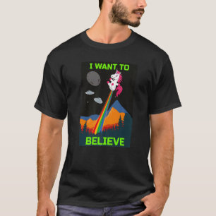Camiseta Unicórnio Voador Quero Acreditar Na Alienígena Uap