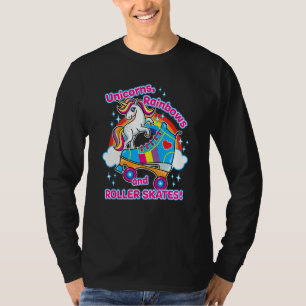 Camiseta Unicórnios Bonitos Rainbows E Skates Cilindros W H