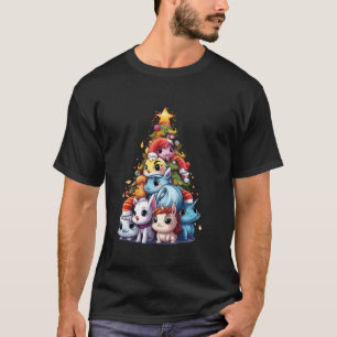 Camiseta Unicórnios Engraçados Vestindo Papai Noel no Natal