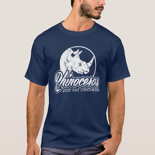 Camiseta Unicórnios gordos do rinoceronte apenas (Frente)