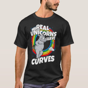 Camiseta Unicórnios Reais Têm Curvas Arco-Íris Para Mulhere