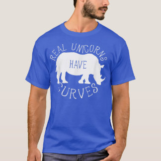 Camiseta Unicórnios Reais Têm Curvas Engraçadas Rhino