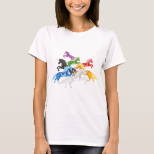 Camiseta Unicórnios selvagens coloridos da ilustração
