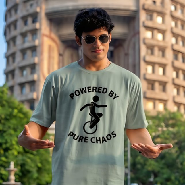 Camiseta Unicycle – Powered By Pure Chaos | Funny Cycling (Criador carregado)