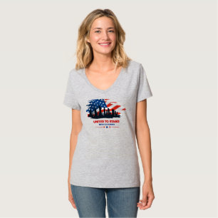 Camiseta Unida para Stand Pescoço-V feminino