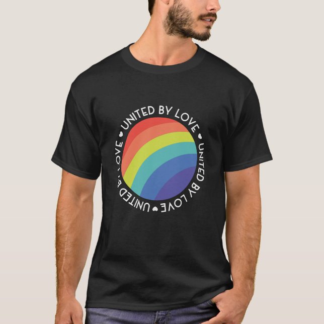 Camiseta Unida Por Love Lgbt Pride Gay Lésbian Rainbow (Frente)