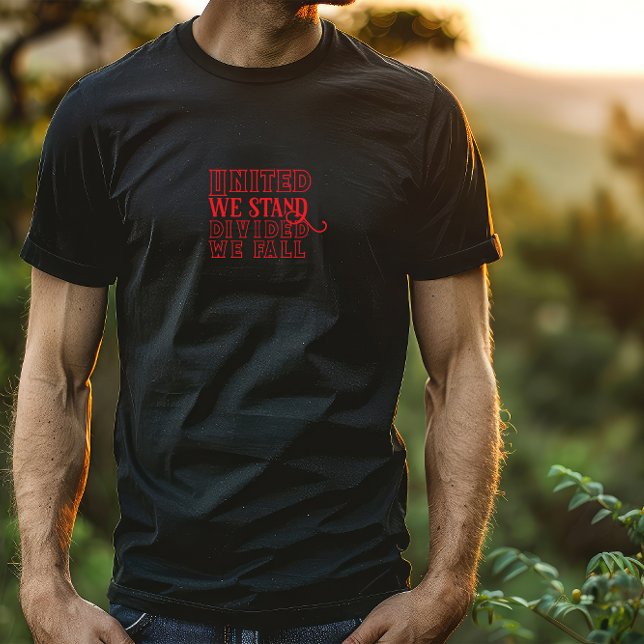 Camiseta Unida, somos um ditado motivacional vermelho dizen (Criador carregado)