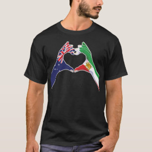 Camiseta Unidade Australiana Iraniana Coração com Leão e So