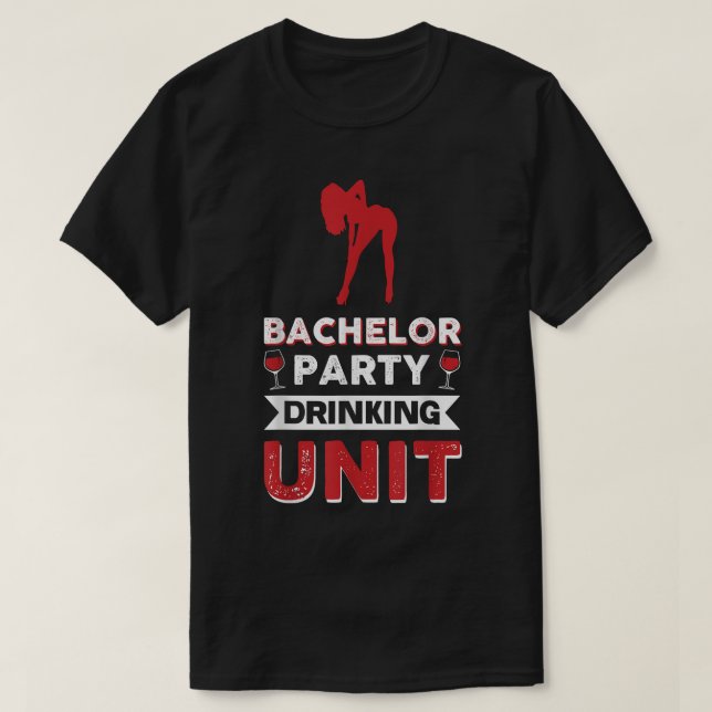 Camiseta Unidade de Bebida de Despedida de Solteiro  (Frente do Design)