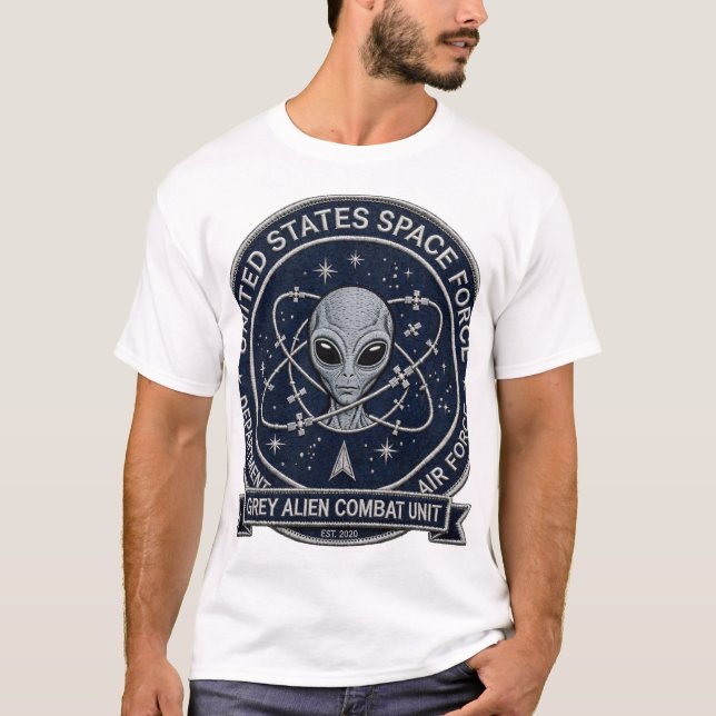 Camiseta Unidade de Combate de Alien Cinza (Frente)