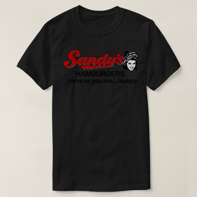 Camiseta Unidade De Comida Rápida Sandys Hamburgers Em 2 (Frente do Design)