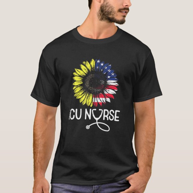 Camiseta Unidade de Cuidados Intensivos de Icu Patriótica E (Frente)