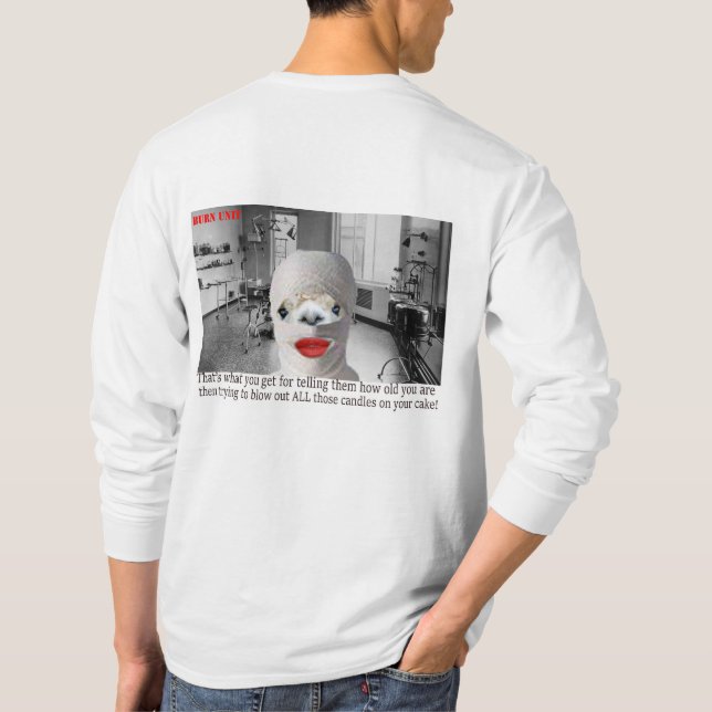 Camiseta unidade de queimadura alpaca demasiadas velas (Verso)