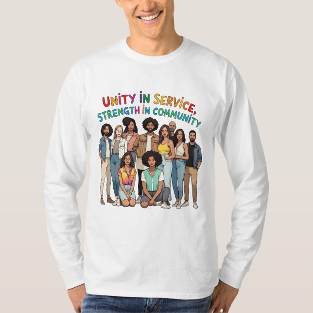 Camiseta Unidade de Serviço, Força na Comunidade - Mão-Dra (Frente)