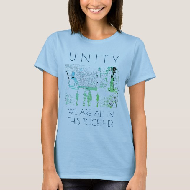 Camiseta "Unidade, Juntos" Inspiração Design de Aqua Verde (Frente)
