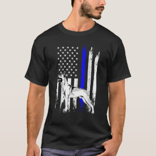 Camiseta Unidade K9 Malinois Belga Bandeira Americana Thin