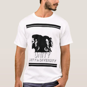 Camiseta "Unidade na Diversidade" em uma fonte ousada e imp
