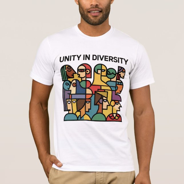 Camiseta Unidade na Diversidade - Tee Arco-Íris Geométrico  (Frente)