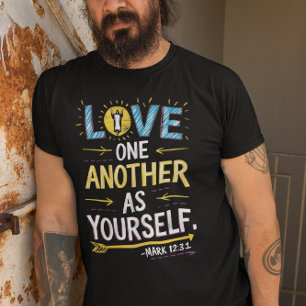 Camiseta Unidade no Amor: Desenho de Amar uns aos Outros Co