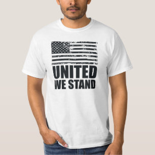 Camiseta Unidos nós estamos linha azul fina Bandeira Grunge