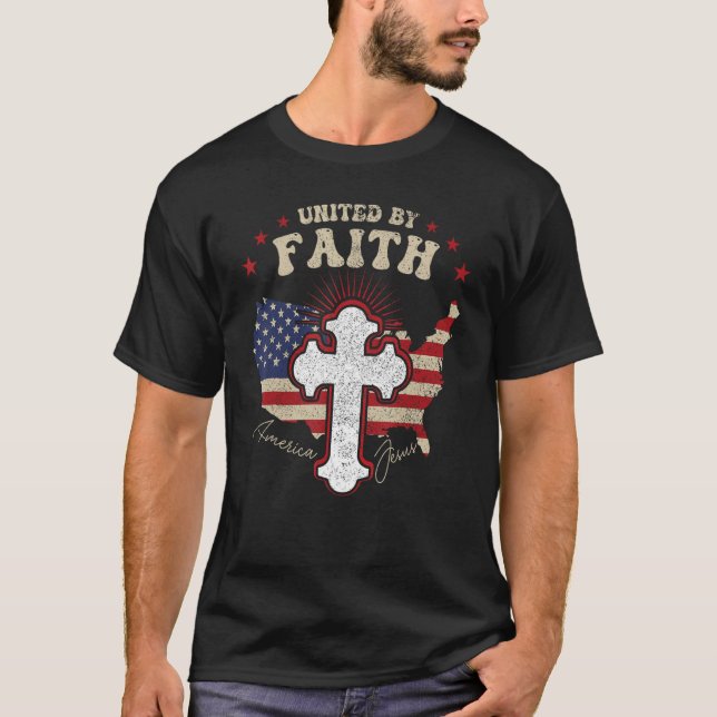 Camiseta Unidos Por Faith America E Jesus Christian USA Pa (Frente)