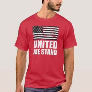 Camiseta Unidos somos a linha azul fina Grunge EUA Flag