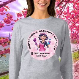 Camiseta Uniforme de Serviço de Limpeza Janitorial Pink Mai