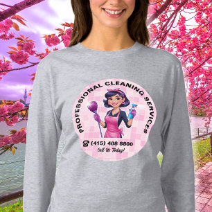Camiseta Uniforme de Serviço de Limpeza Janitorial Pink Mai