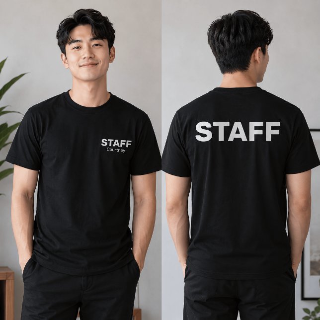 Camiseta Uniforme de Staff com Nome na Frente e Impressão n (Criador carregado)