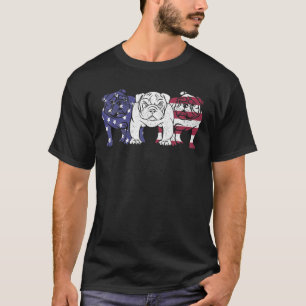 Camiseta "Uniforme English Bulldog Dog American Flag S Gift