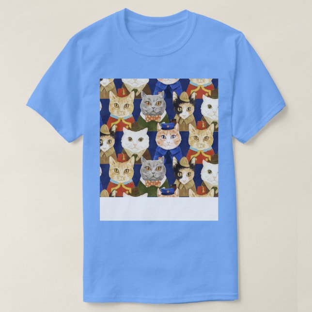 Camiseta Uniformes De Gatos Adequam Padrão De Ilustração En (Frente do Design)