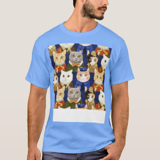 Camiseta Uniformes De Gatos Adequam Padrão De Ilustração En