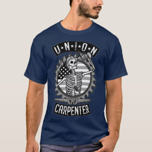 Camiseta Union Carpenter Skeleton USA Flag Gótico Woodworke