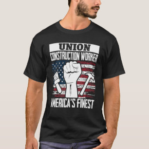 Camiseta Union Construction Worker American USA Flag 4º