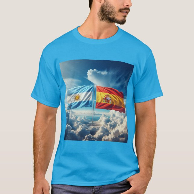 Camiseta Unión de Naciones: Banderas de Argentina y España  (Frente)