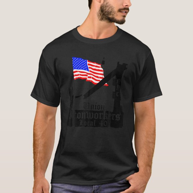 Camiseta Union Ironworker Local 40 NYC American Flag Tee (Frente)