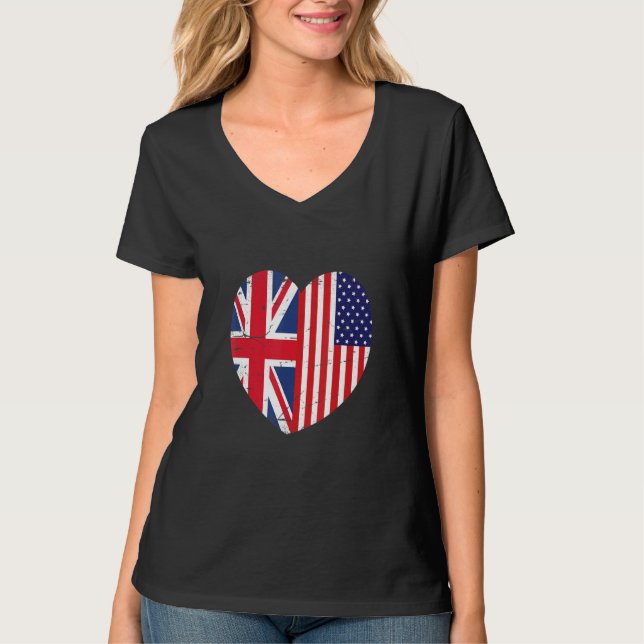 Camiseta Union Jack and Unites States of America Flag Retro (Frente)