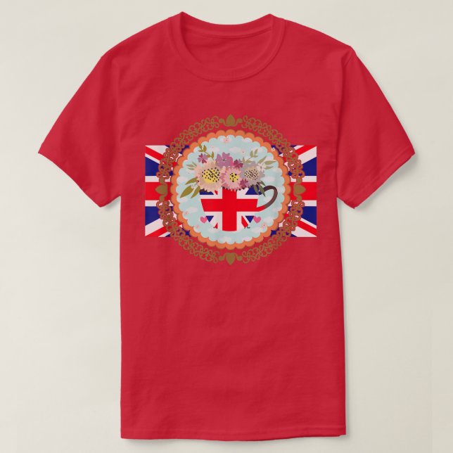 Camiseta Union Jack Flag Para Crianças E Jubilee Teacup Par (Frente do Design)