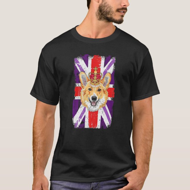 Camiseta Union Jack Idea Kids & Corgi Para Platinum Jubilee (Frente)