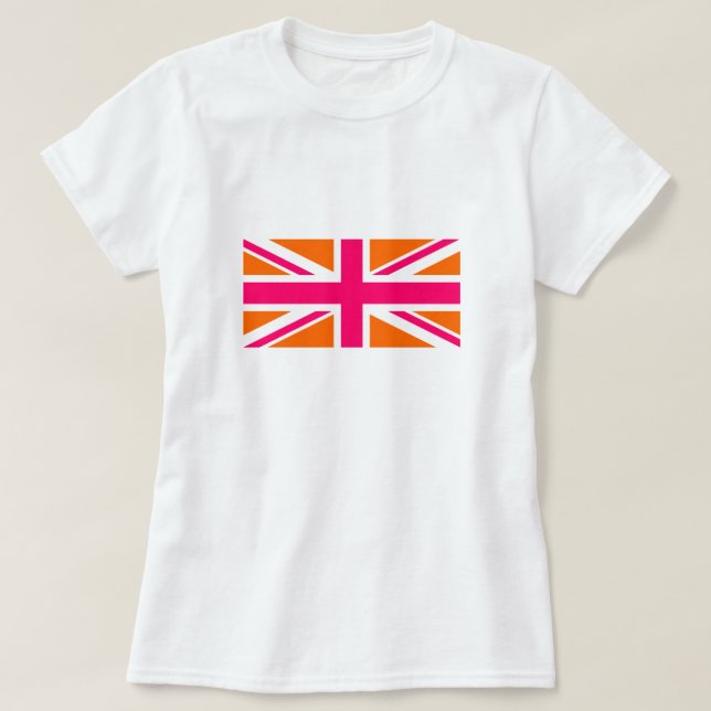 Camiseta Union Jack laranja e rosa (Frente do Design)