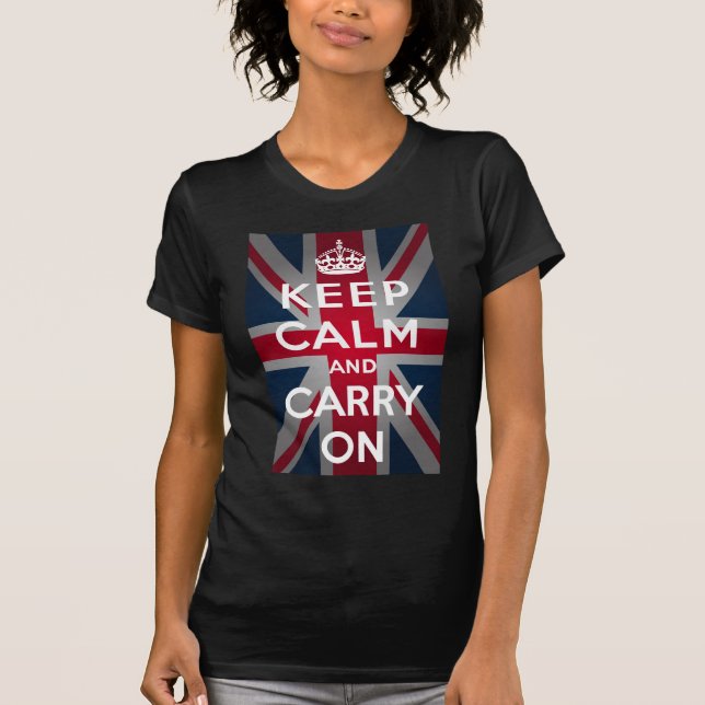 Camiseta Union Jack mantem a calma e continua (Frente)