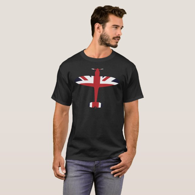 Camiseta Union Jack Spitfire Avie Avião da Inglaterra Flag  (Frente Completa)