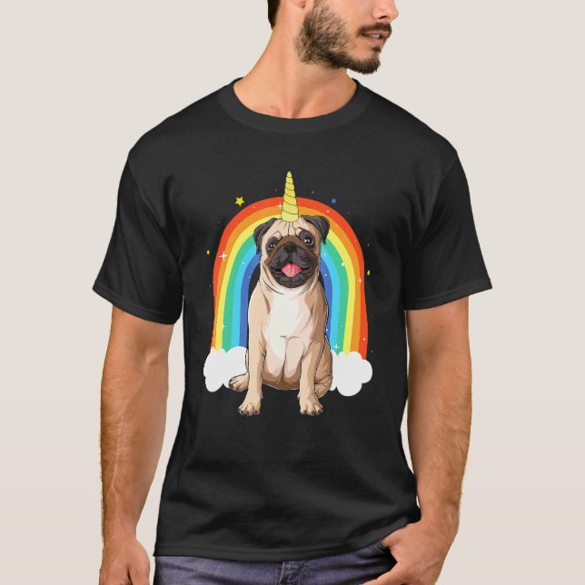 Camiseta Unipug Pug Cachorro Unicórnio Fofo (Frente)