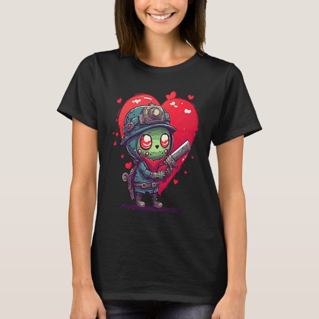 Camiseta Unique Cute Zombie Valentines Day (Frente)